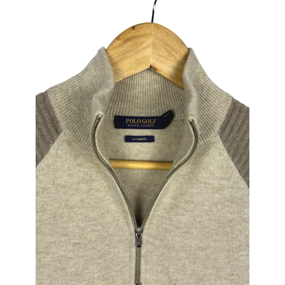 Polo Golf Ralph Lauren Mens 100% Cashmere Quarter Zip Sweater Sz M Colorblock - Picture 2 of 10
